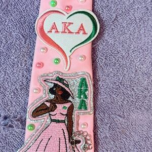 AKA Pink and Green Embroidered Scarf